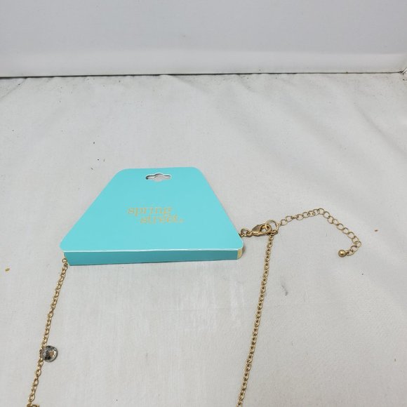 Spring Street orange fringe tassel with gold disco ball and leaf necklace - Picture 3 of 8